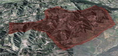 Example of a draped KML polygon